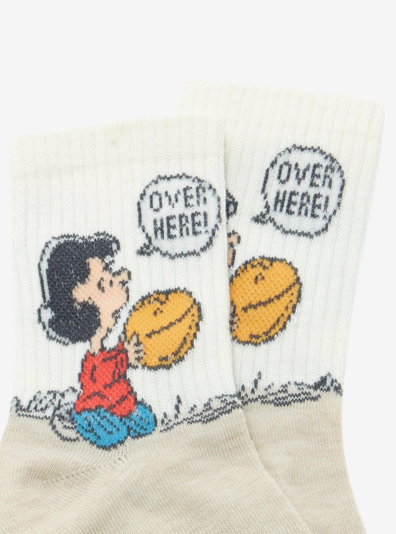 Peanuts Snoopy Lucy Football Crew Socks 2 Pair, , alternate