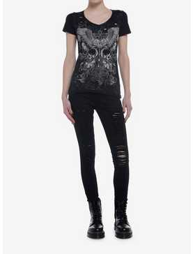 Dark Skull Cross Distressed Girls T-Shirt, , hi-res