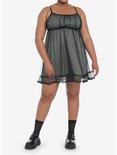 Sage Green Polka Dot Mesh Slip Dress Plus Size, MULTI, alternate