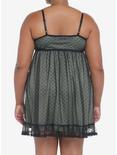 Sage Green Polka Dot Mesh Slip Dress Plus Size, MULTI, alternate