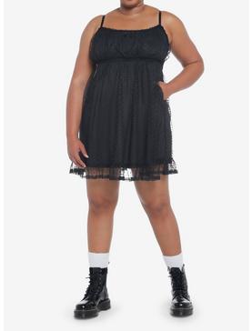 Black Empire Waist Slip Dress Plus Size, , hi-res