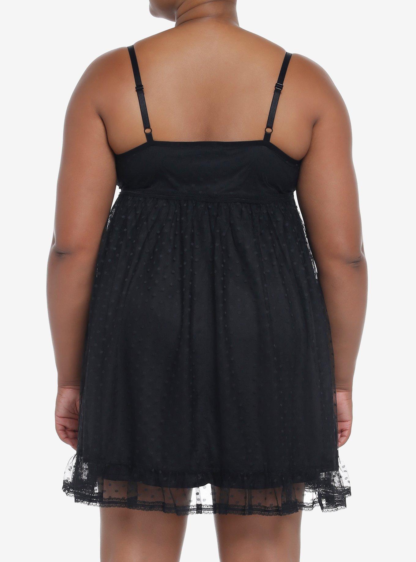 Black Empire Waist Slip Dress Plus Size, BLACK, alternate