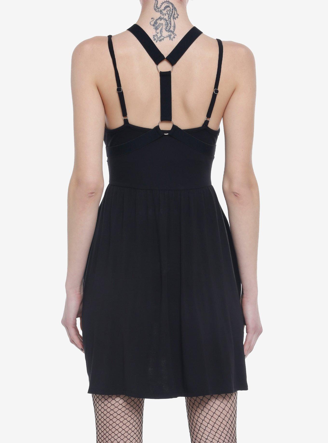 Black Harness Skater Cami Dress, BLACK, alternate