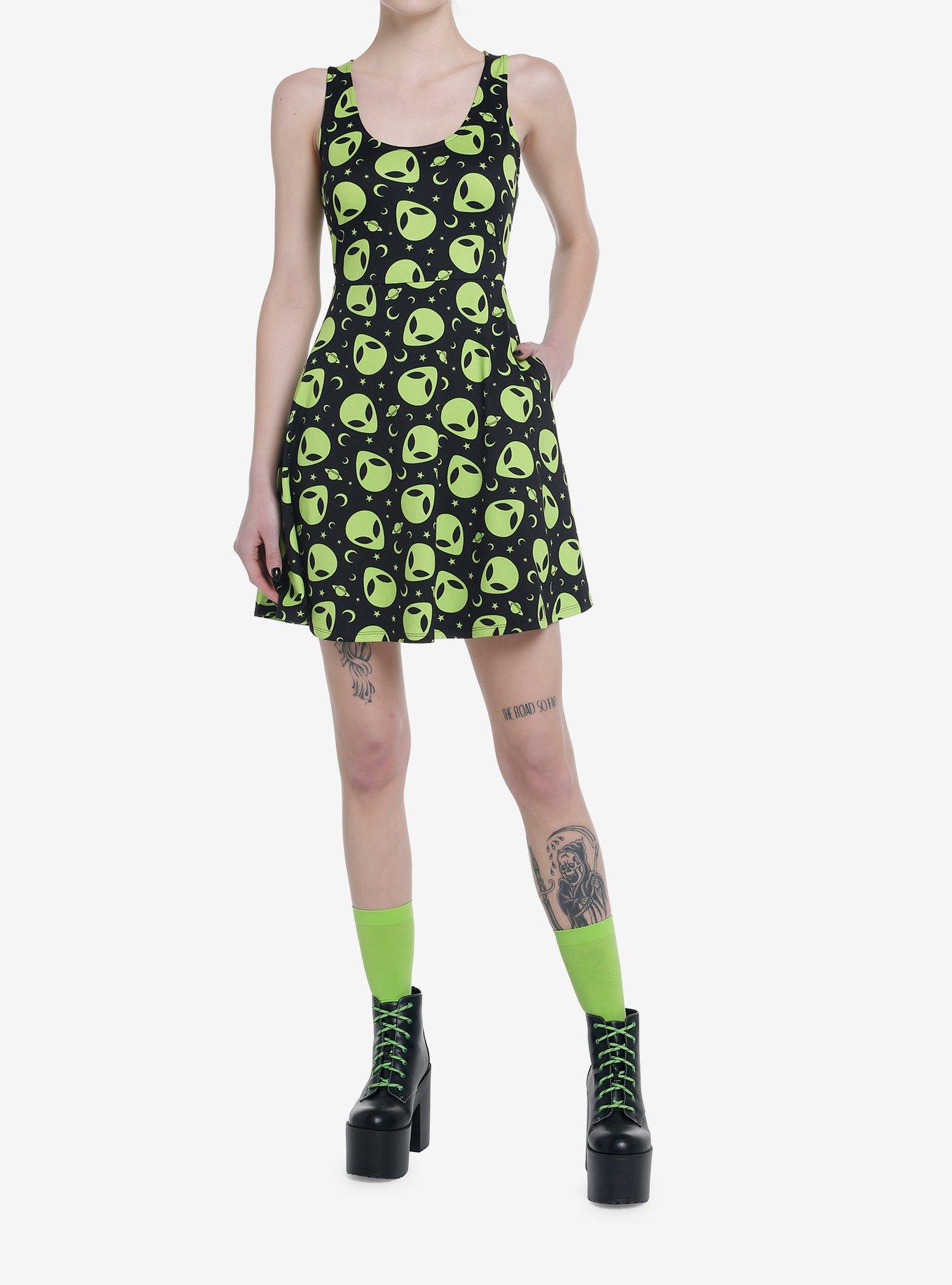 Social Collision Green Alien Dress, GREEN, alternate