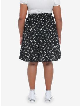 Black & Green Butterfly Retro Skirt Plus Size, , hi-res