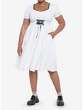Ivory Corset Tiered Dress Plus Size, BRIGHT WHITE, alternate