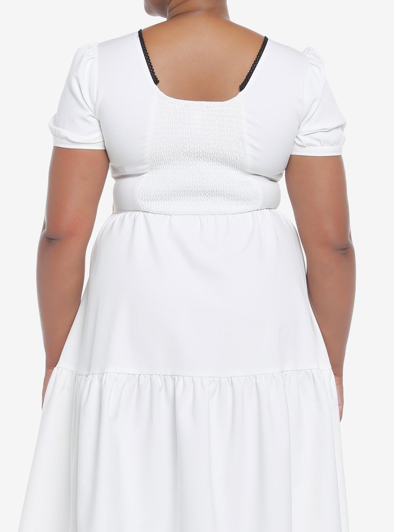 Ivory Corset Tiered Dress Plus Size, BRIGHT WHITE, alternate