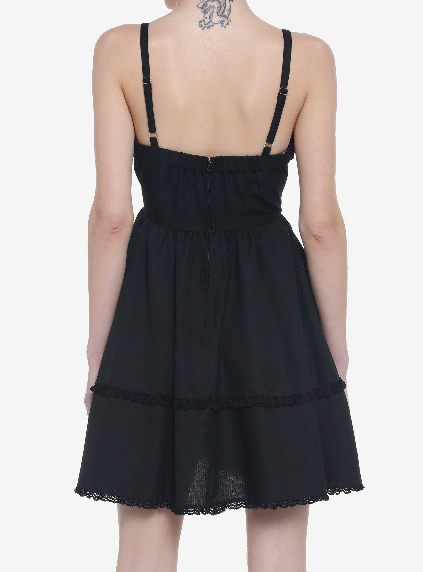 Black Grommet Tape Sweetheart Dress, BLACK, alternate