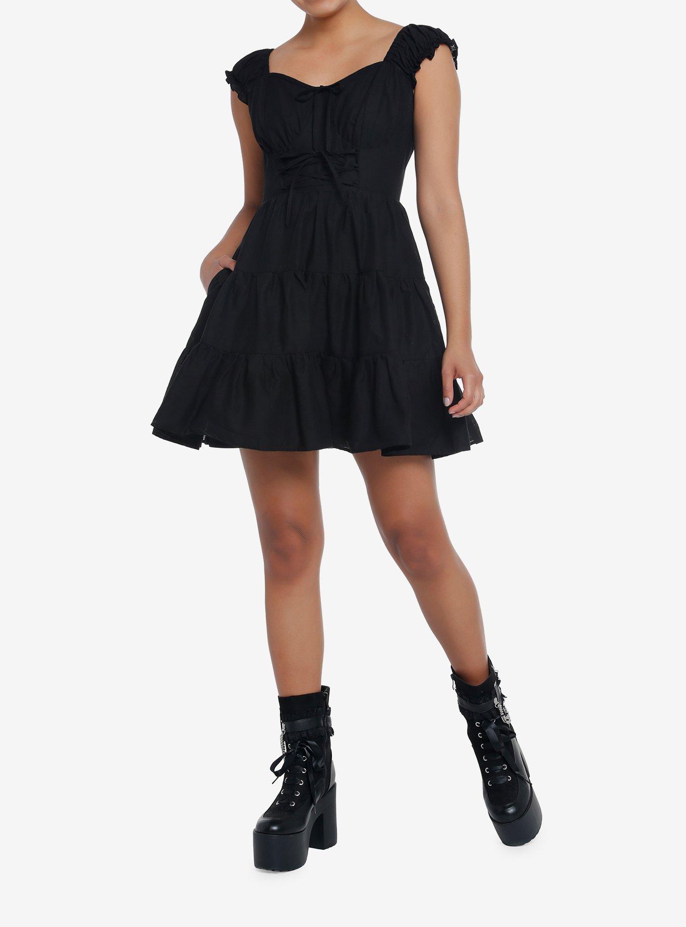 Thorn & Fable Black Tiered Dress, BLACK, alternate