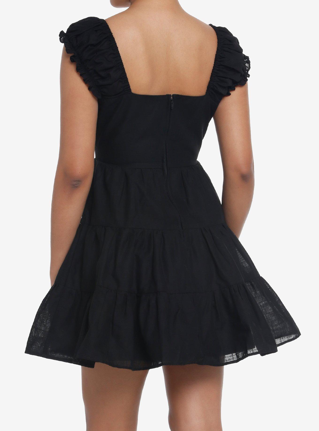 Thorn & Fable Black Tiered Dress, BLACK, alternate