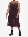 Burgundy Velvet Rose Dagger Maxi Dress Plus Size, BLACK, alternate
