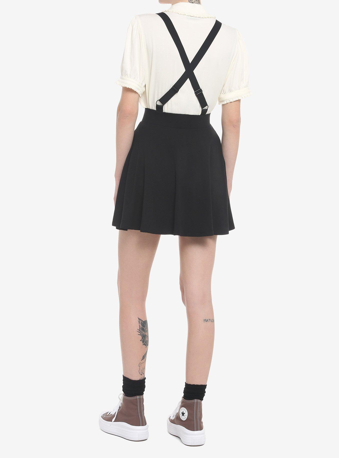 Frog & Mushroom Suspender Skirt, BLACK, alternate