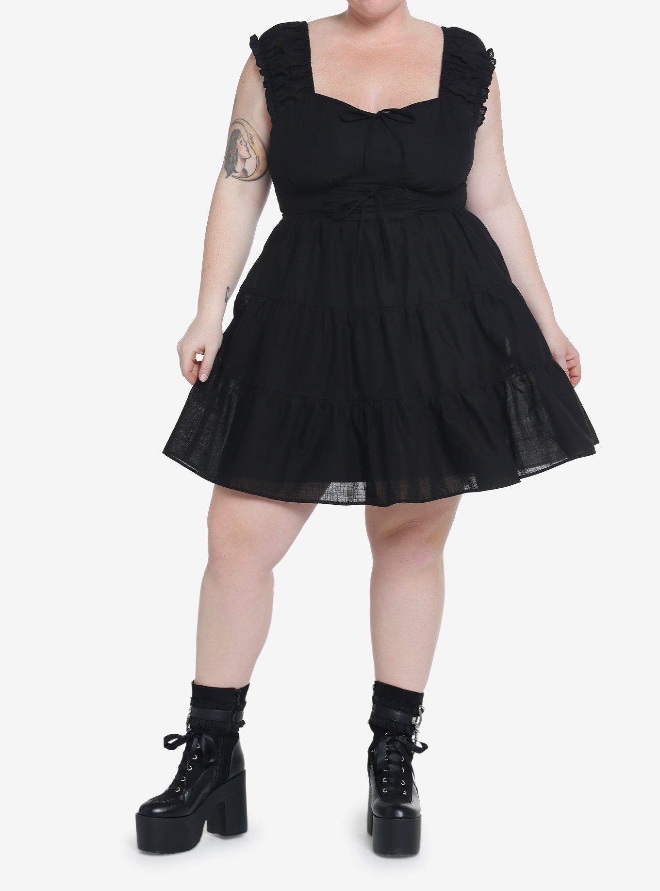Thorn & Fable Black Tiered Dress Plus Size, MULTI, alternate