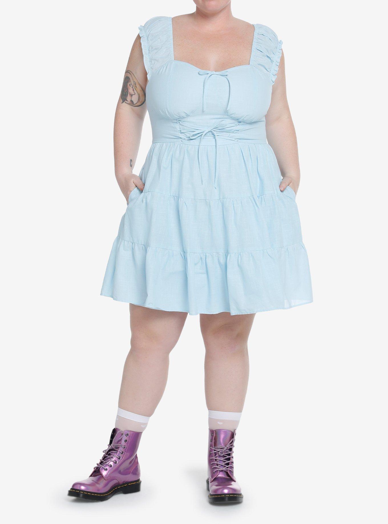 Sweet Society Baby Blue Tiered Dress Plus Size, MULTI, alternate