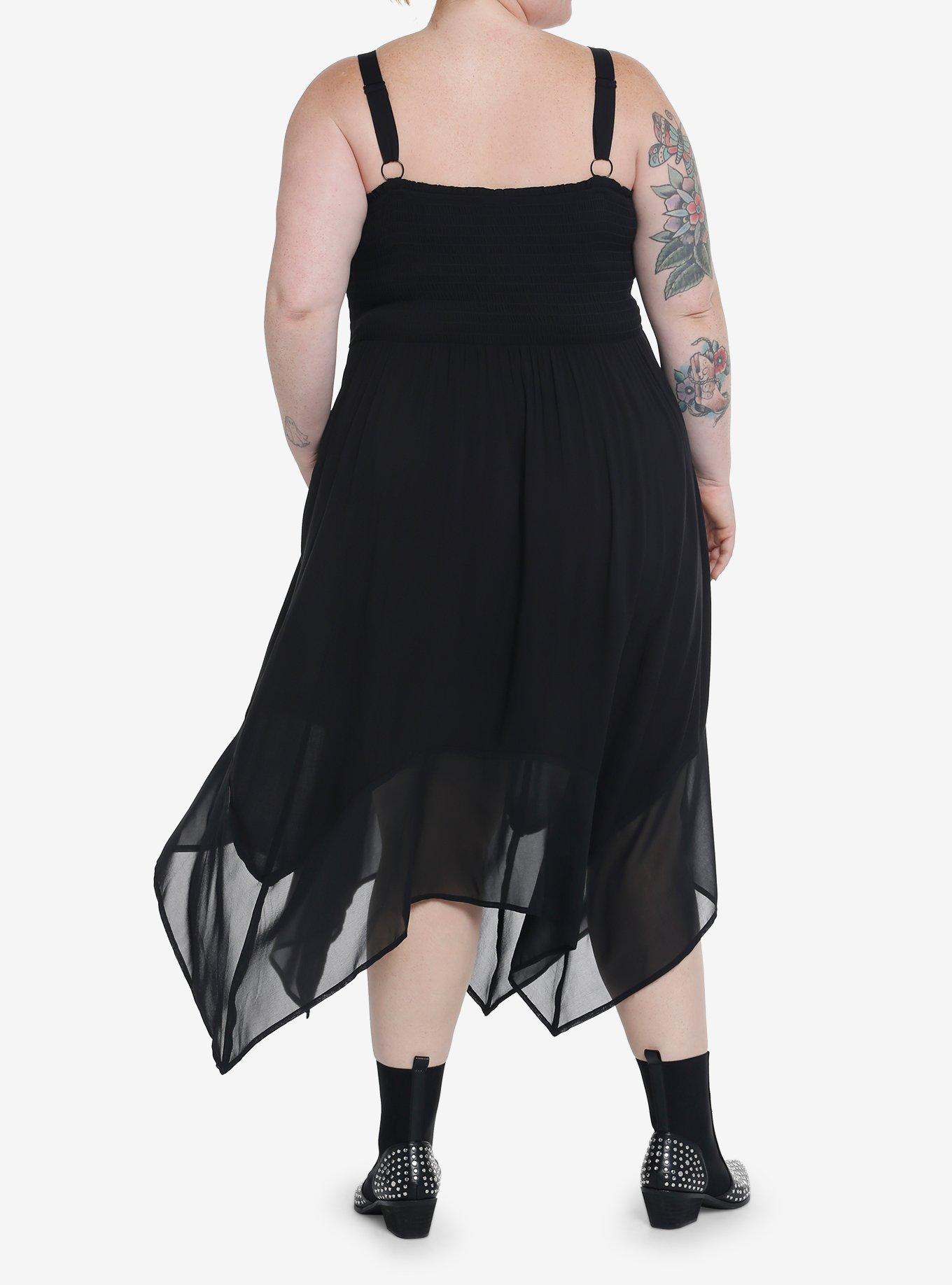 Thorn & Fable Black Lace-Up Hanky Hem Dress Plus Size, MULTI, alternate