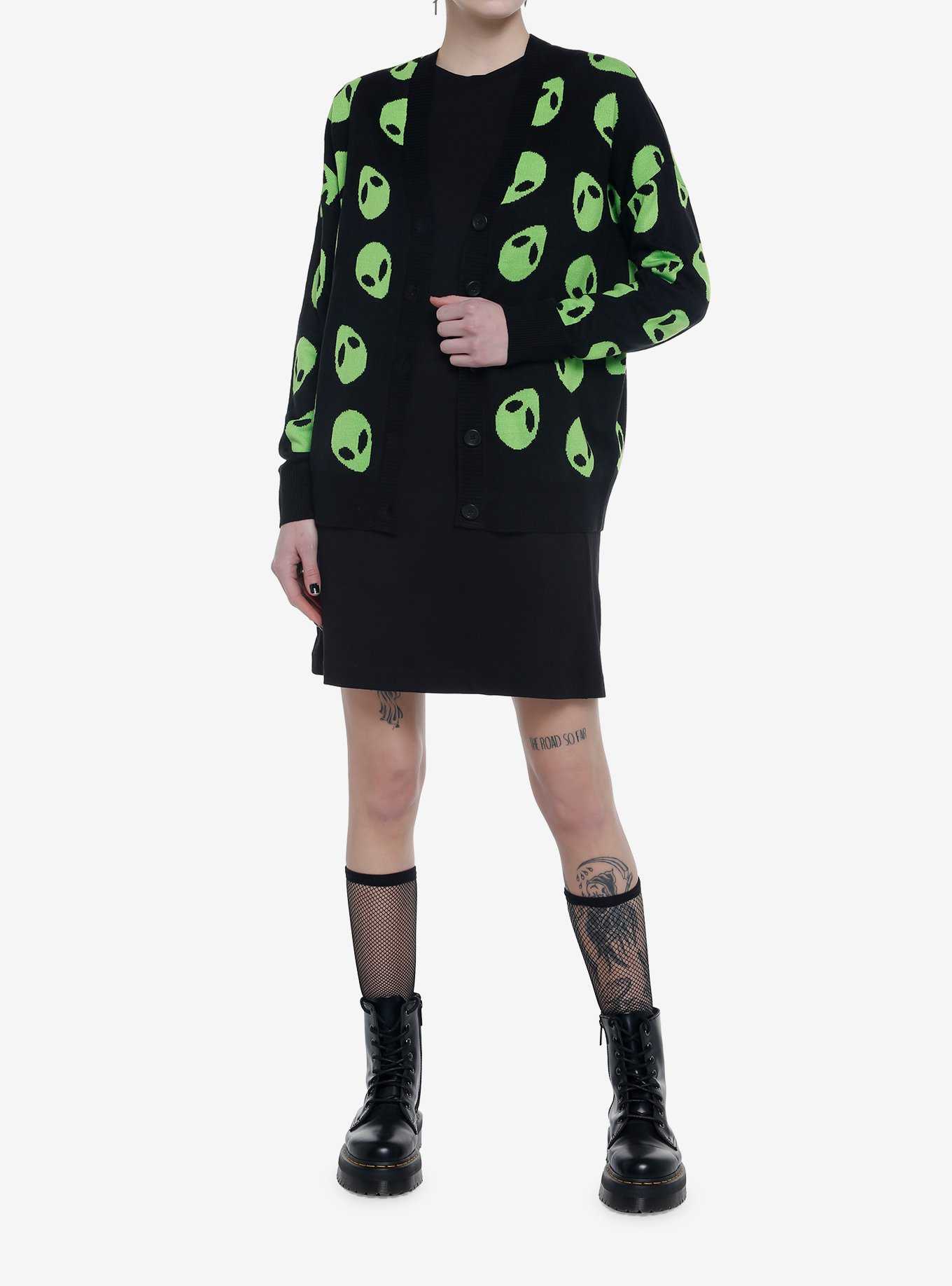 Green Alien Girls Oversized Cardigan, , hi-res