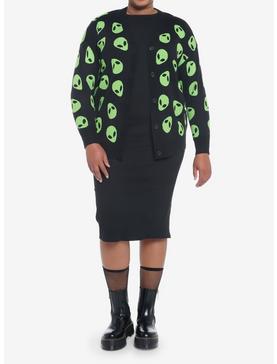 Green Alien Girls Oversized Cardigan Plus Size, , hi-res