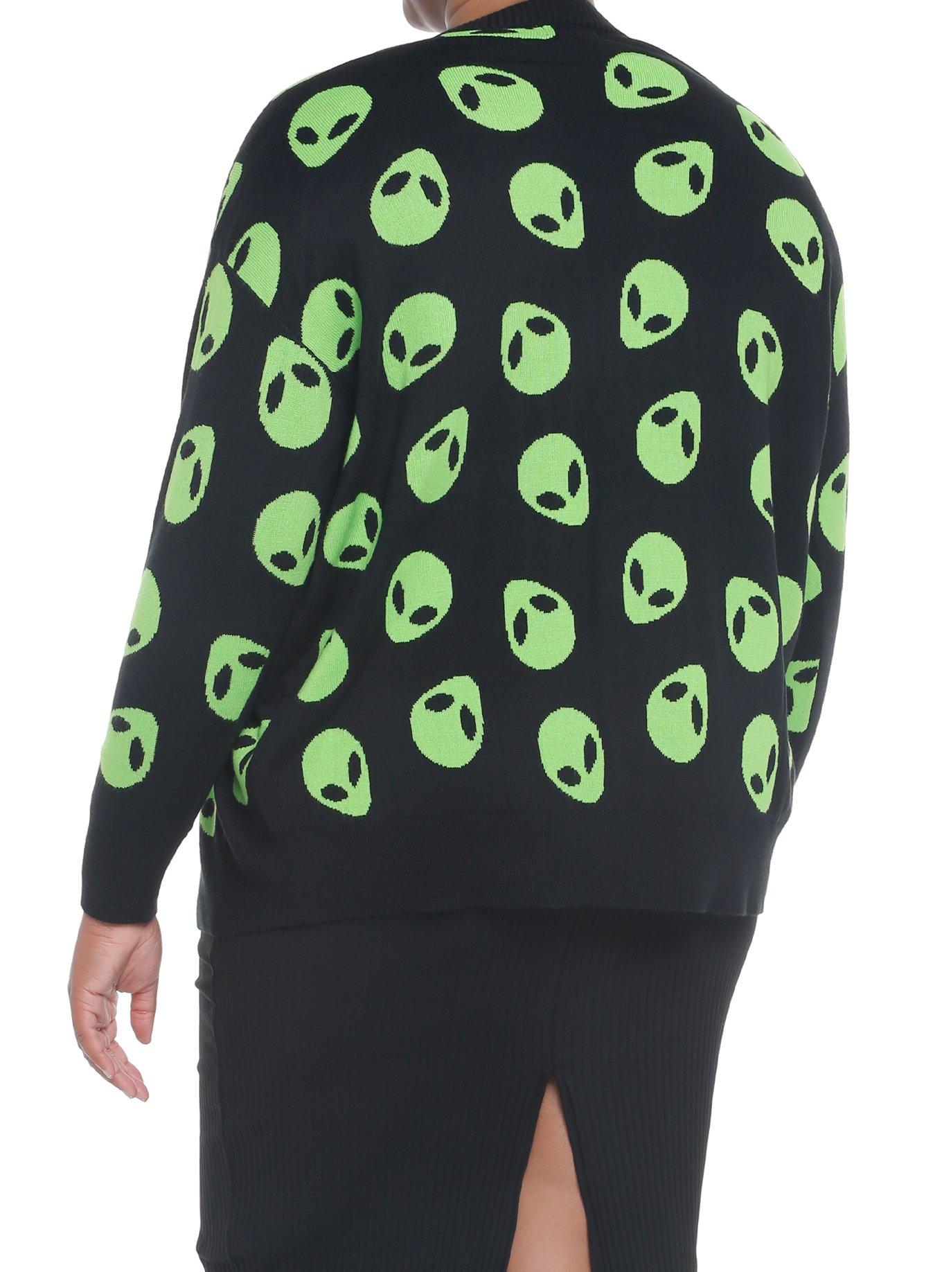 Green Alien Girls Oversized Cardigan Plus Size, BLACK, alternate