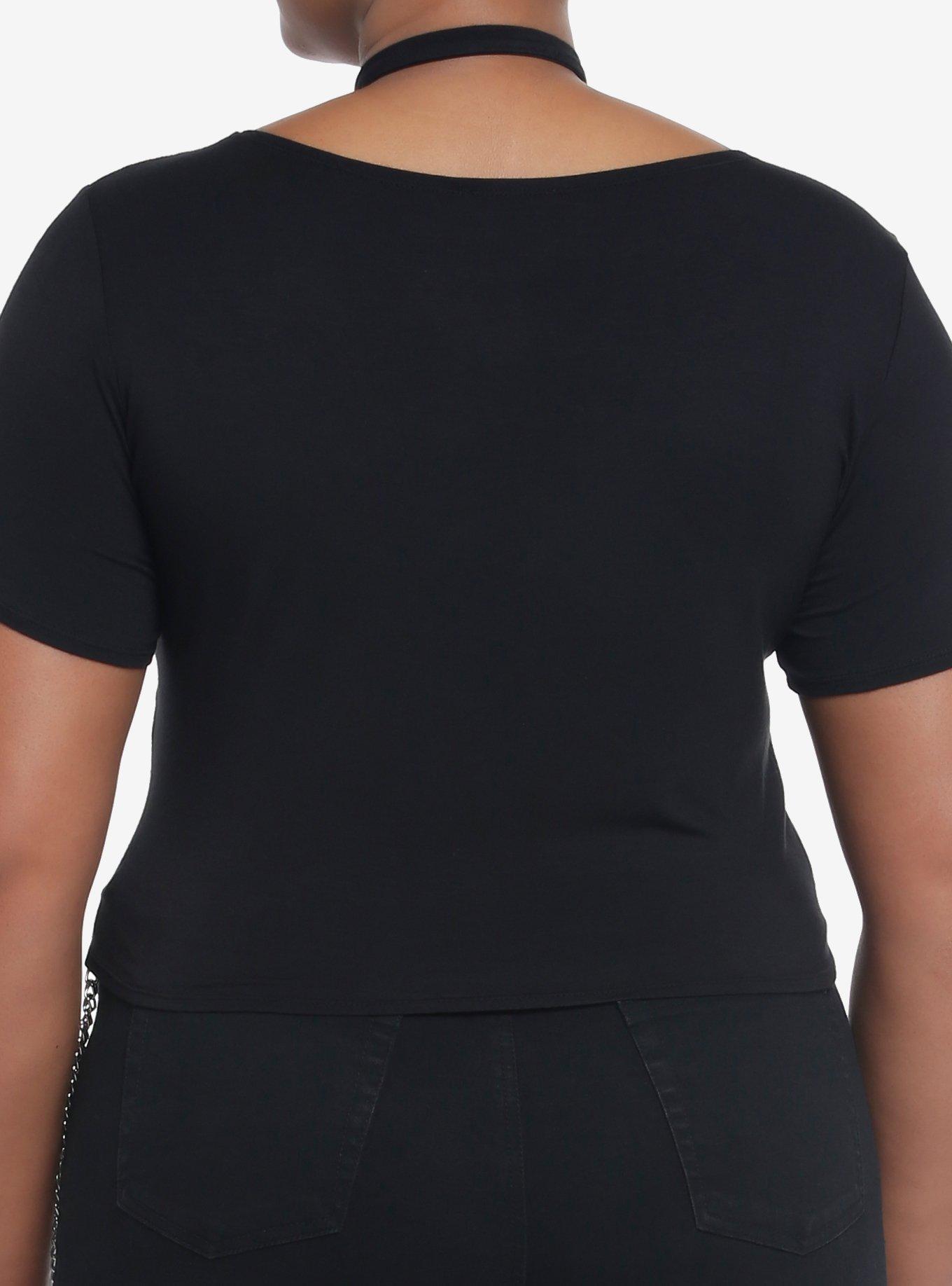 Social Collision Alien Choker Girls Crop T-Shirt Plus Size, BLACK, alternate