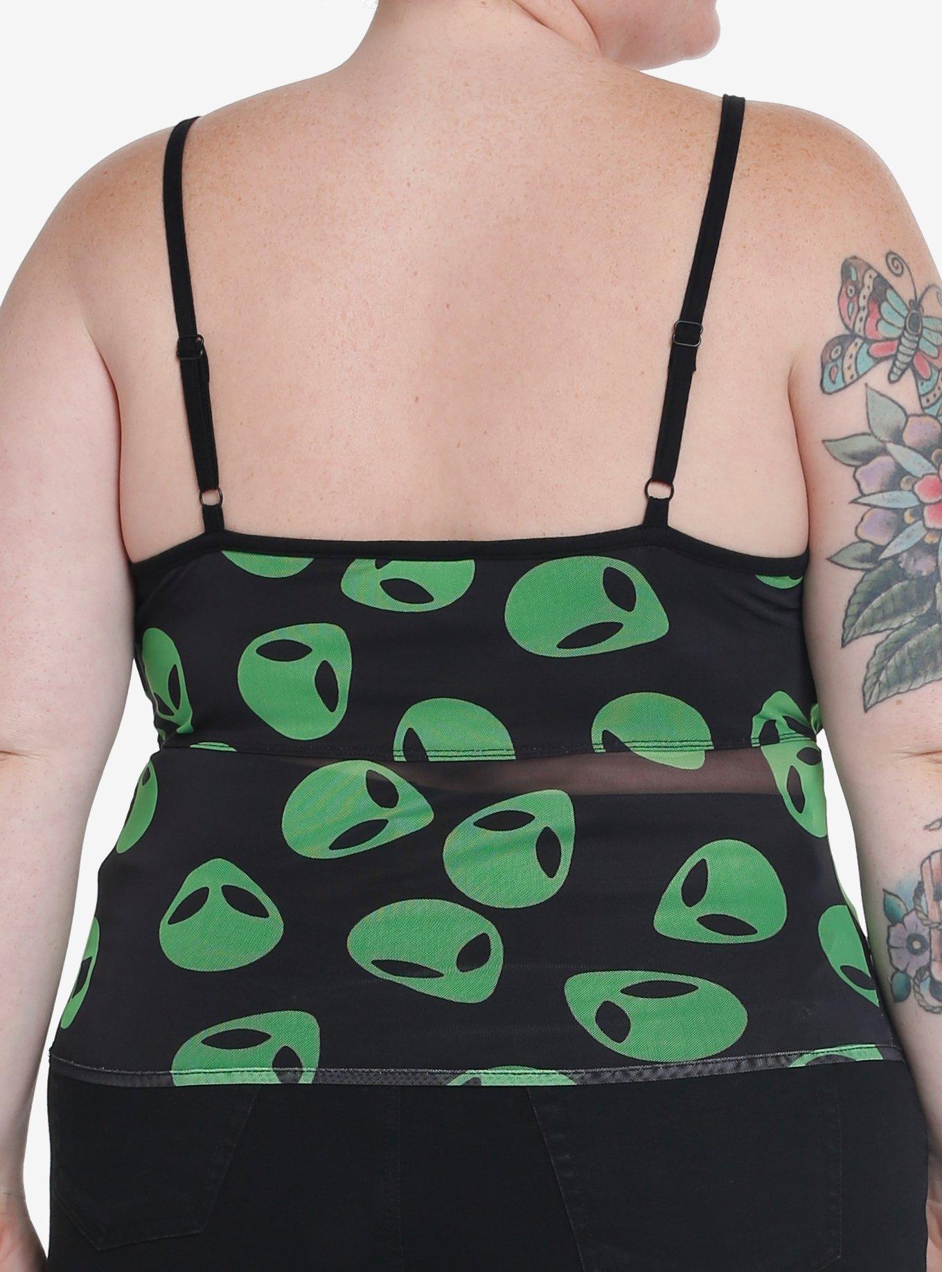 Social Collision Aliens Mesh Girls Tank Top Plus Size, BLACK, alternate