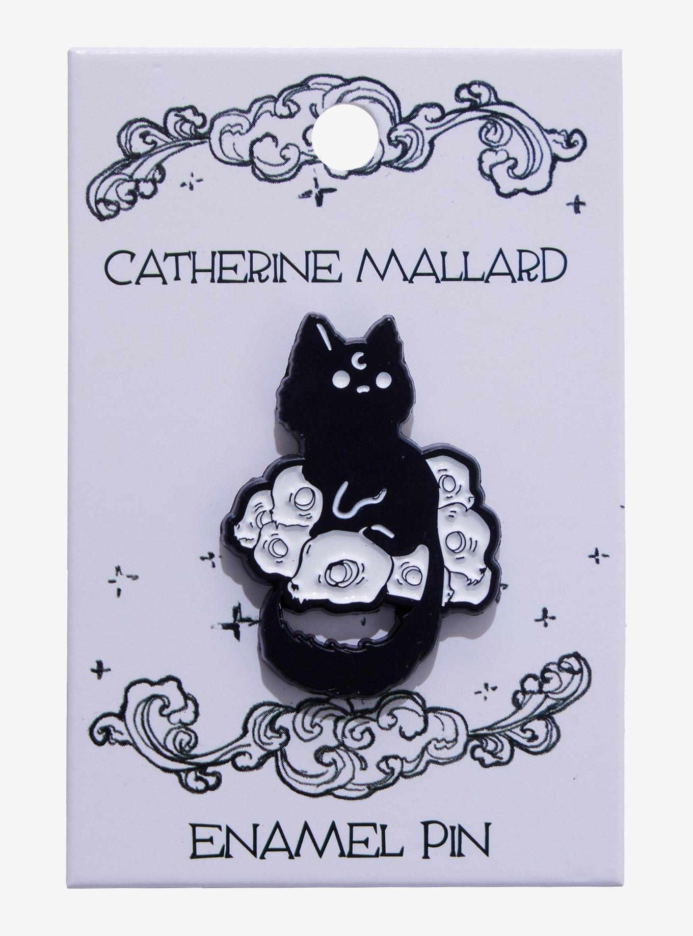 Cat & Skulls Enamel Pin, , alternate
