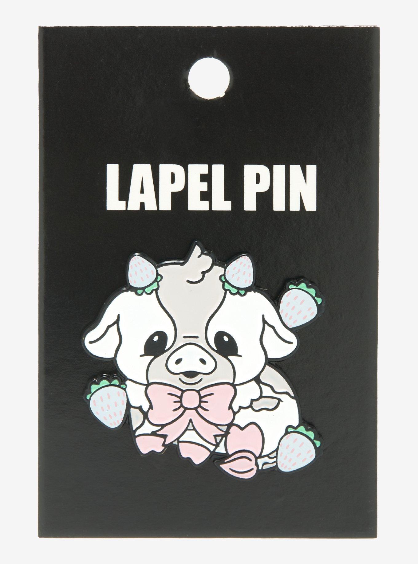 Pastel Strawberry Cow Enamel Pin, , alternate