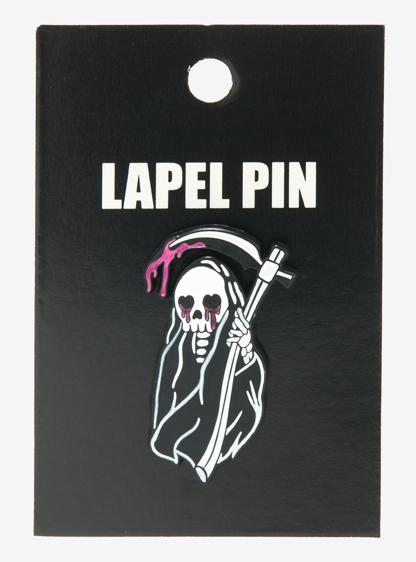 Pink Blood Grim Reaper Enamel Pin, , alternate