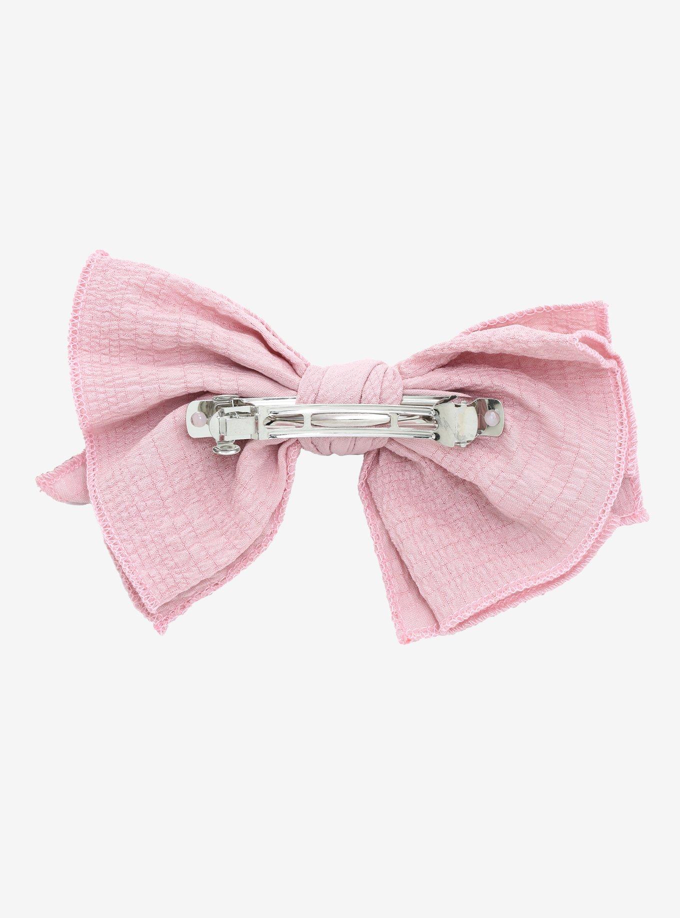 Pink Textured Hair Bow, , alternate