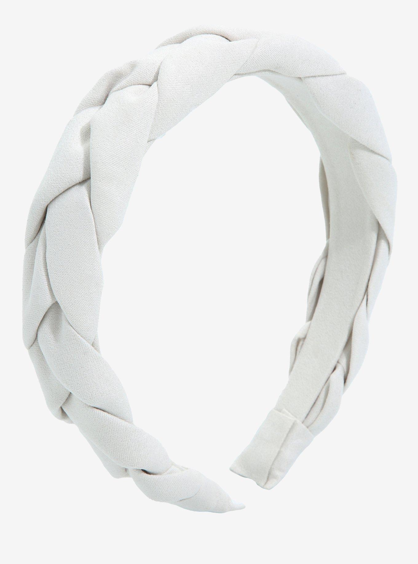 White Braided Headband, , alternate