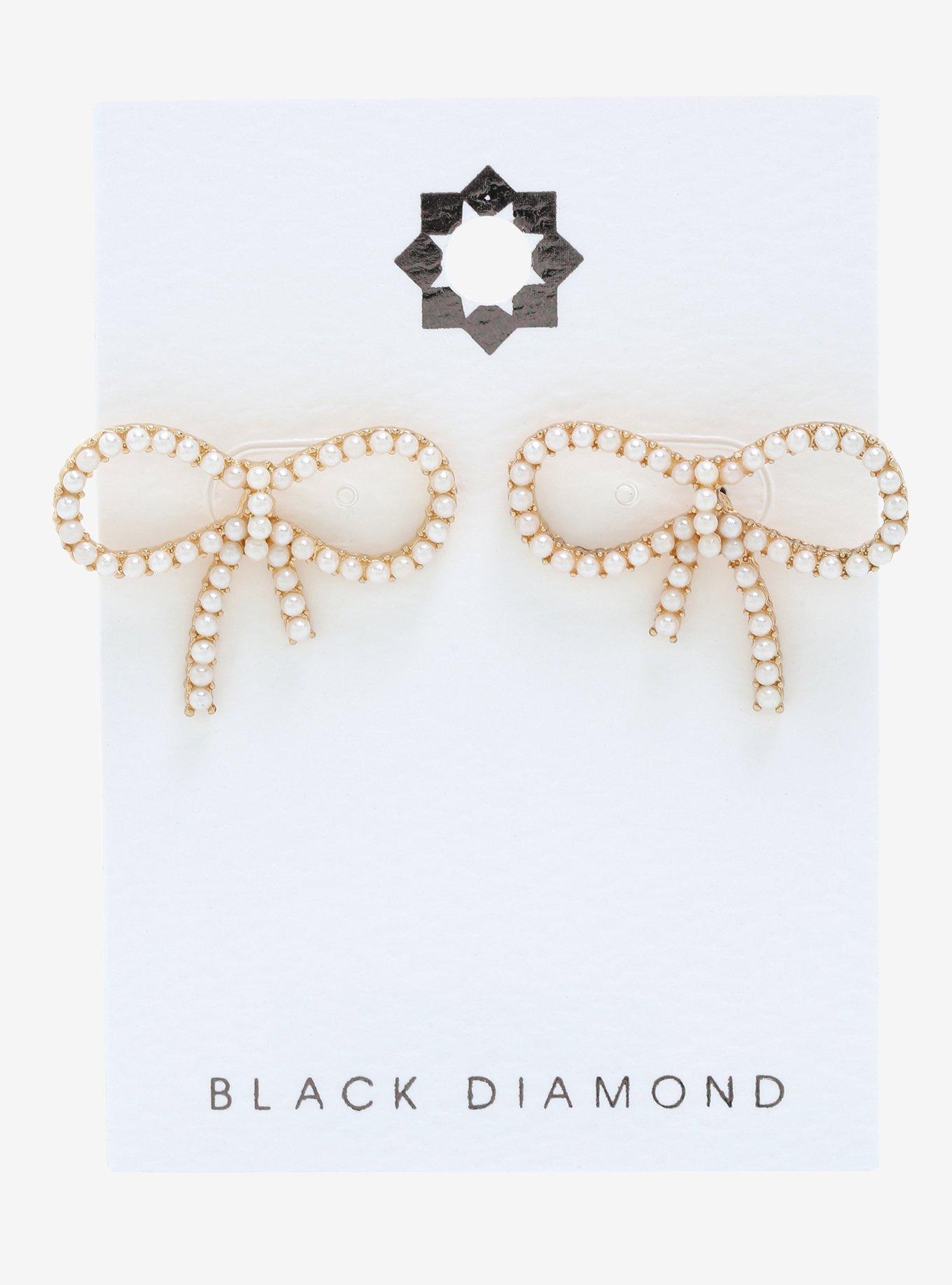 Pearl Bow Stud Earrings, , alternate