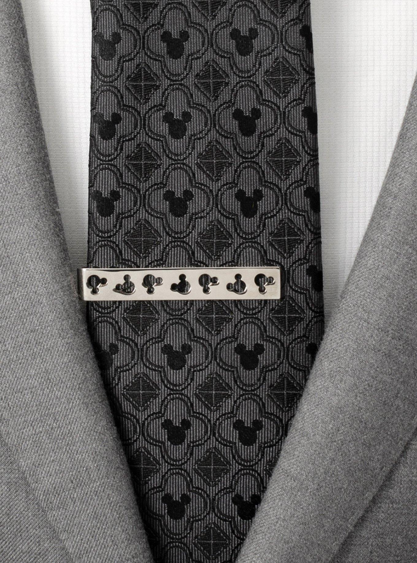 Disney Mickey Mouse Silhouette Cutout Message Silver Tie Bar, , hi-res