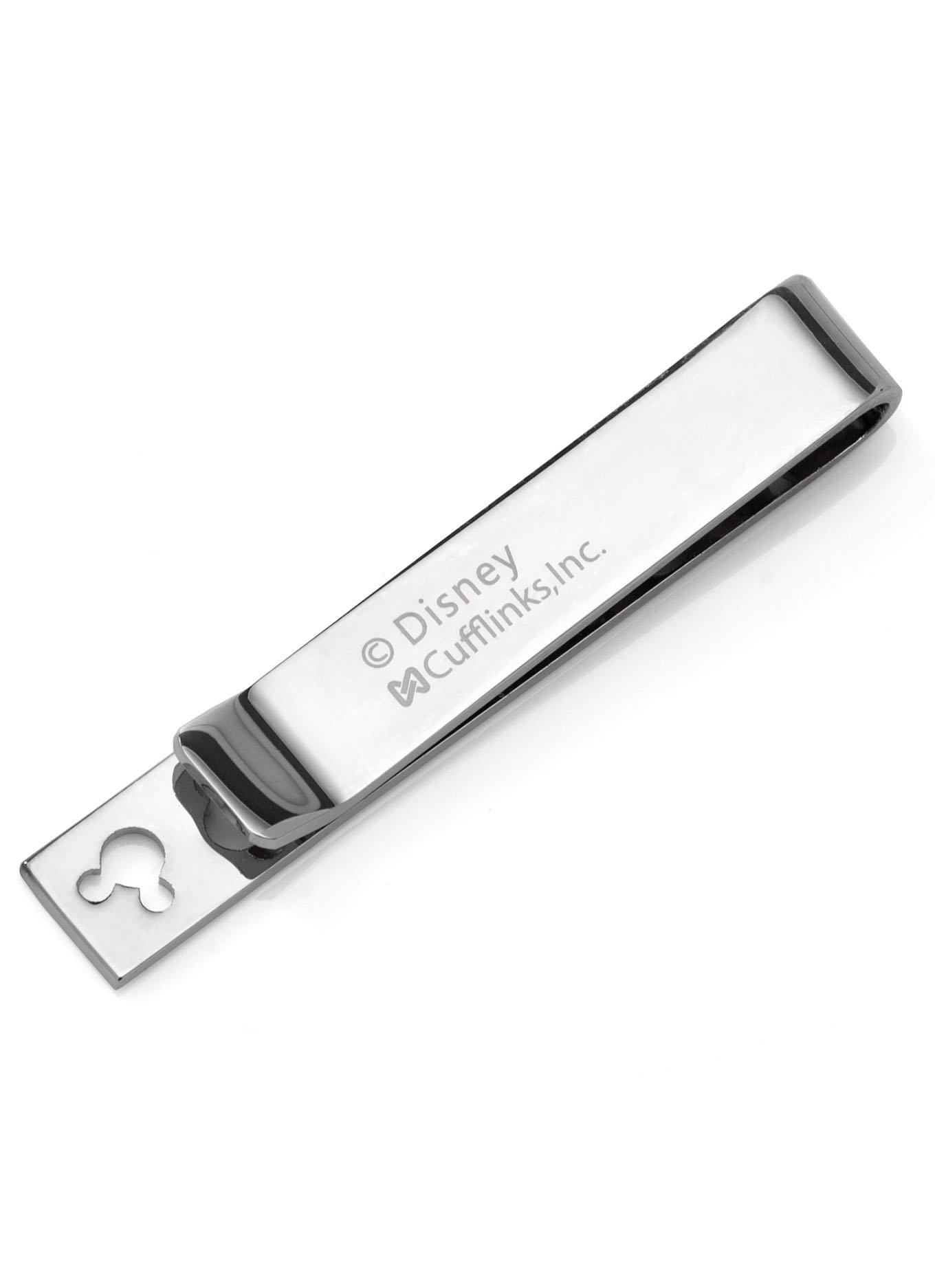 Disney Mickey Mouse Silhouette Cutout Message Silver Tie Bar, , alternate