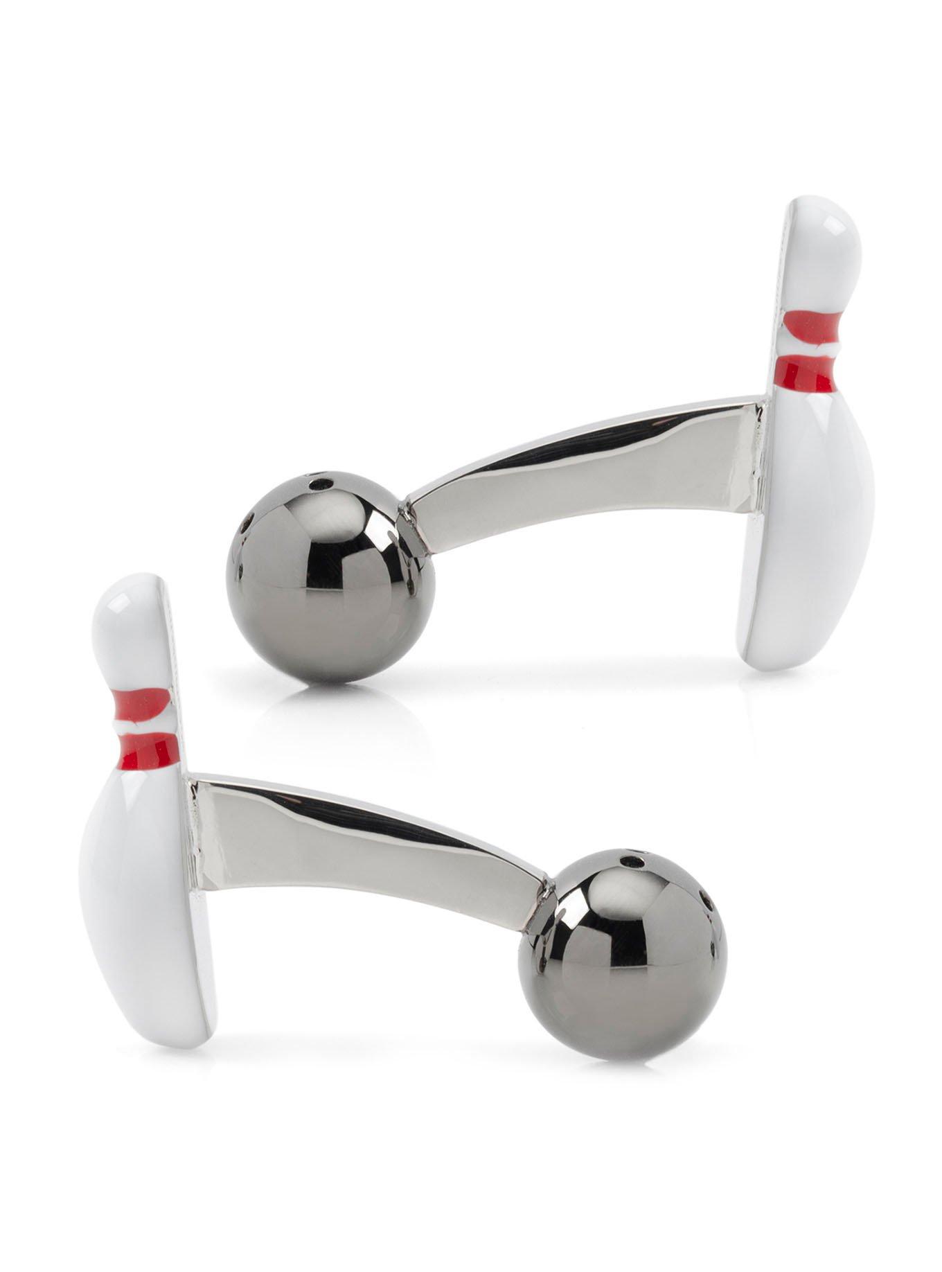 3D Bowling Pin & Ball Cufflinks, , alternate