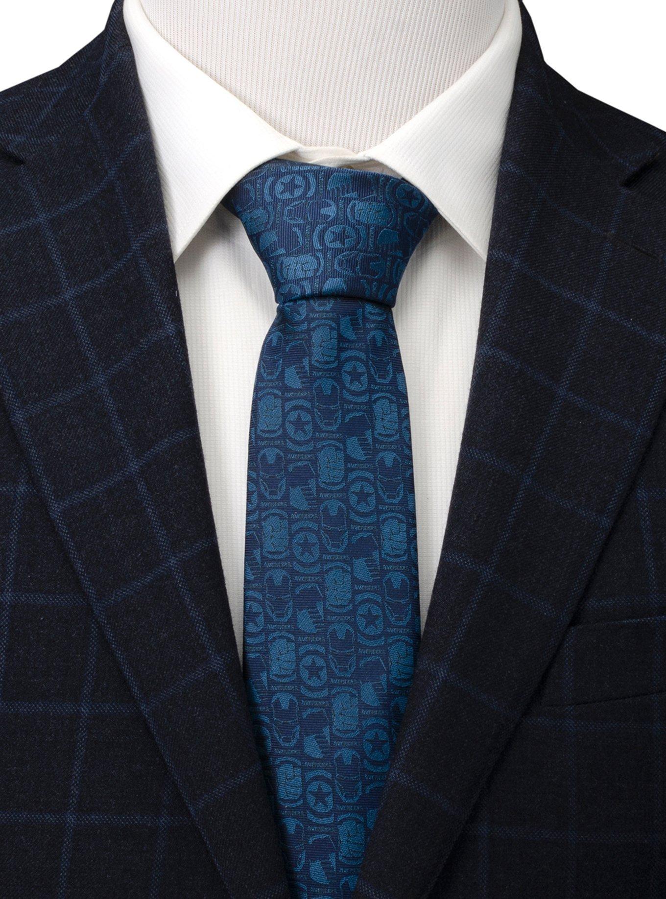 Marvel Avengers Motifs Blue Men's Tie, , alternate