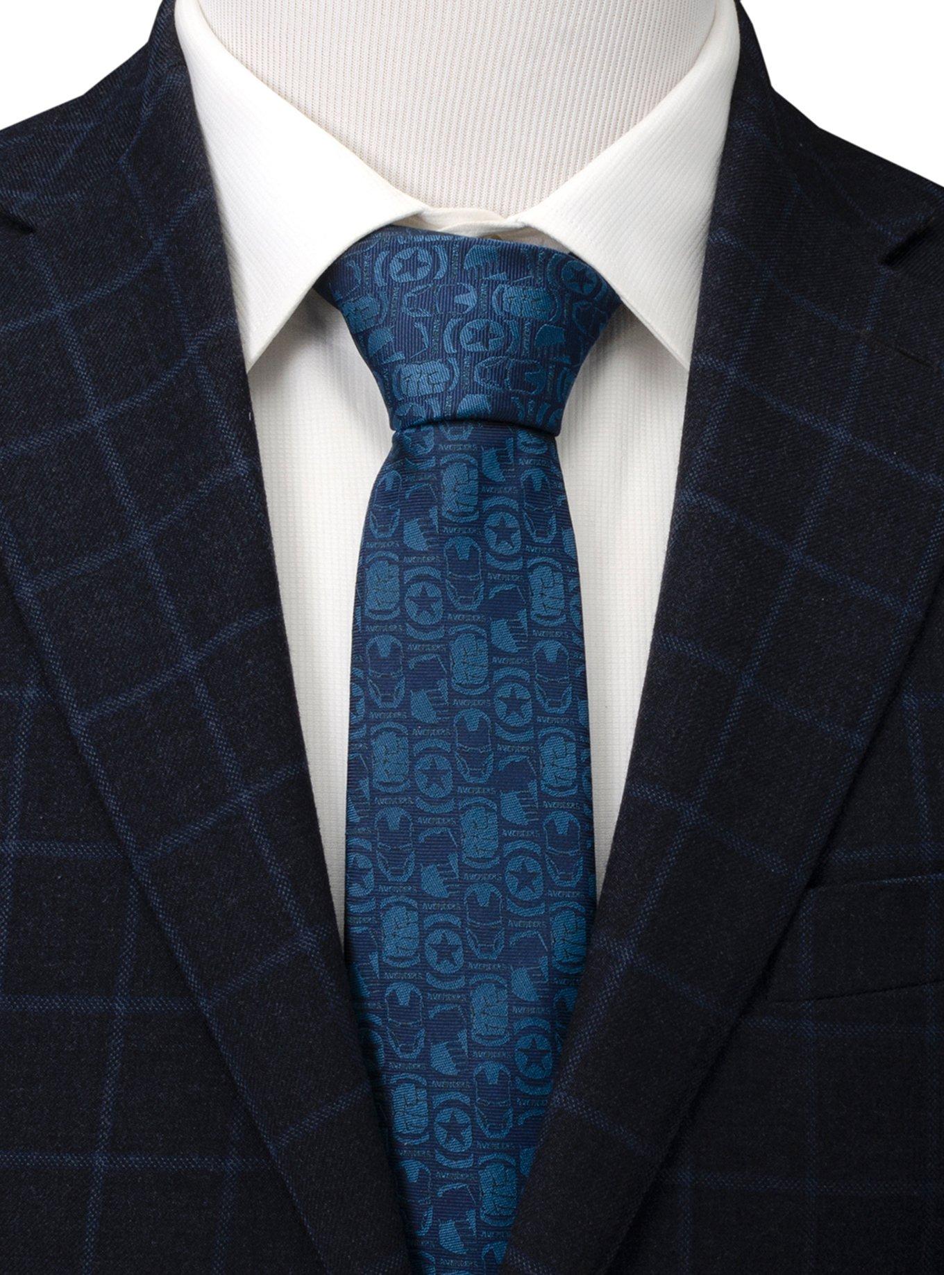 Marvel Avengers Motifs Blue Men's Tie, , hi-res