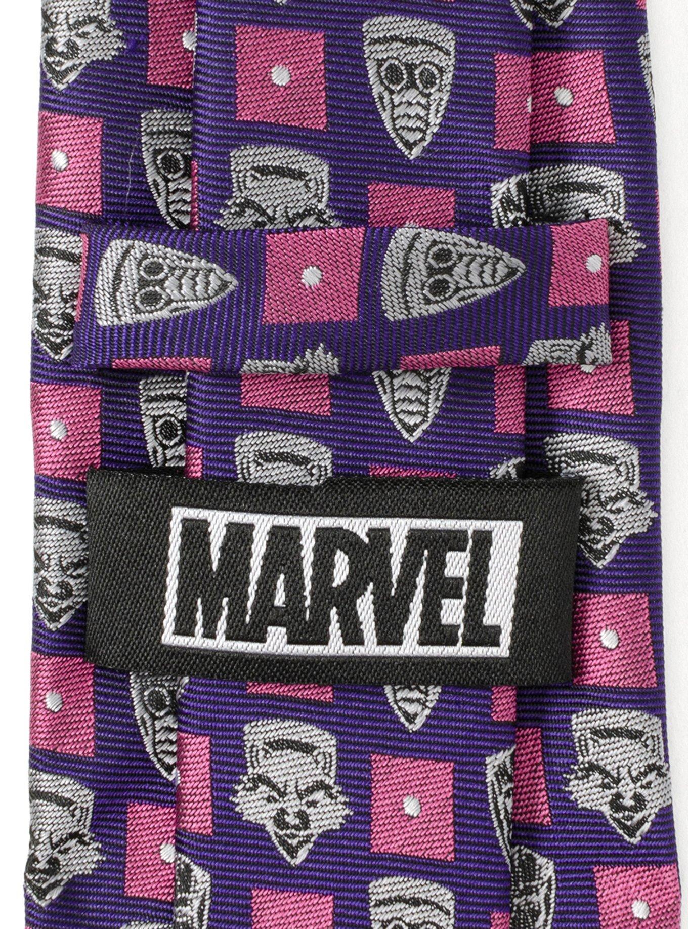 Marvel Guardians of the Galaxy Motifs Purple Men's Tie, , alternate