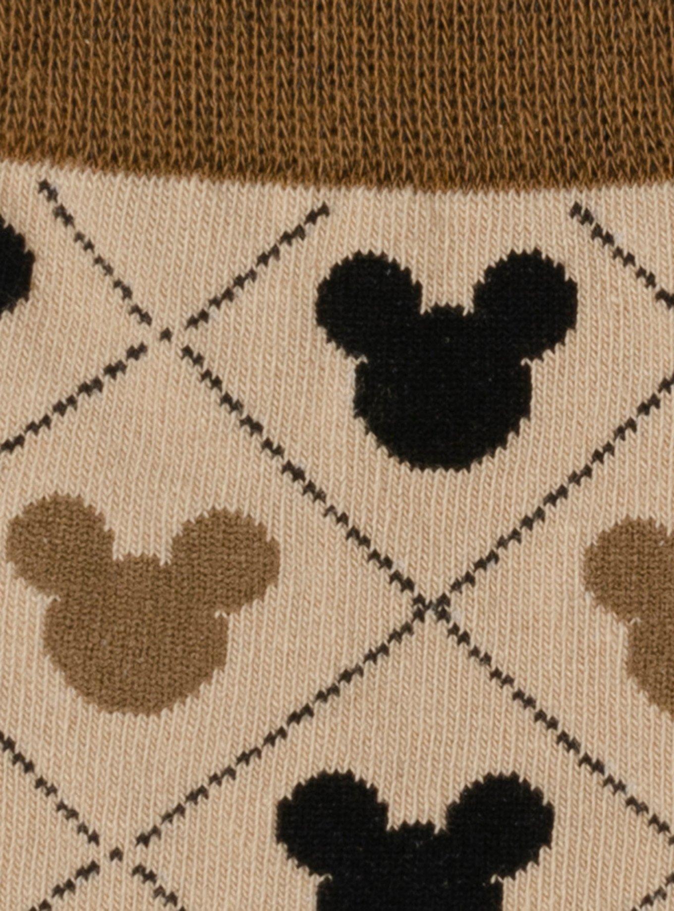 Disney Mickey Mouse Silhouette Diamond Tan Socks, , alternate