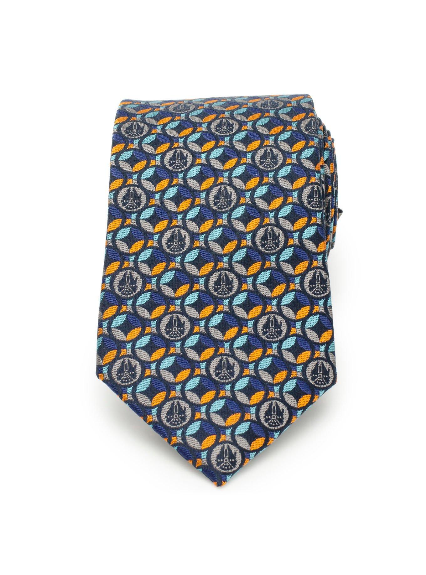 Star Wars Millennium Falcon Motif Navy Blue Men's Tie, , alternate