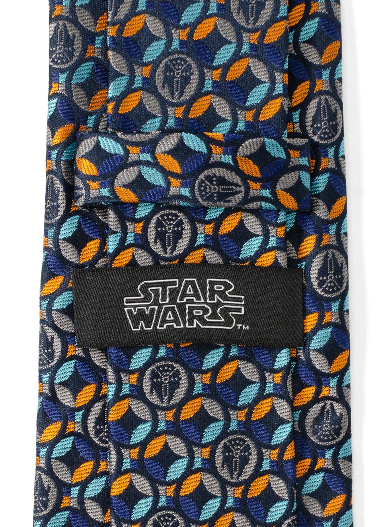 Star Wars Millennium Falcon Motif Navy Blue Men's Tie, , alternate