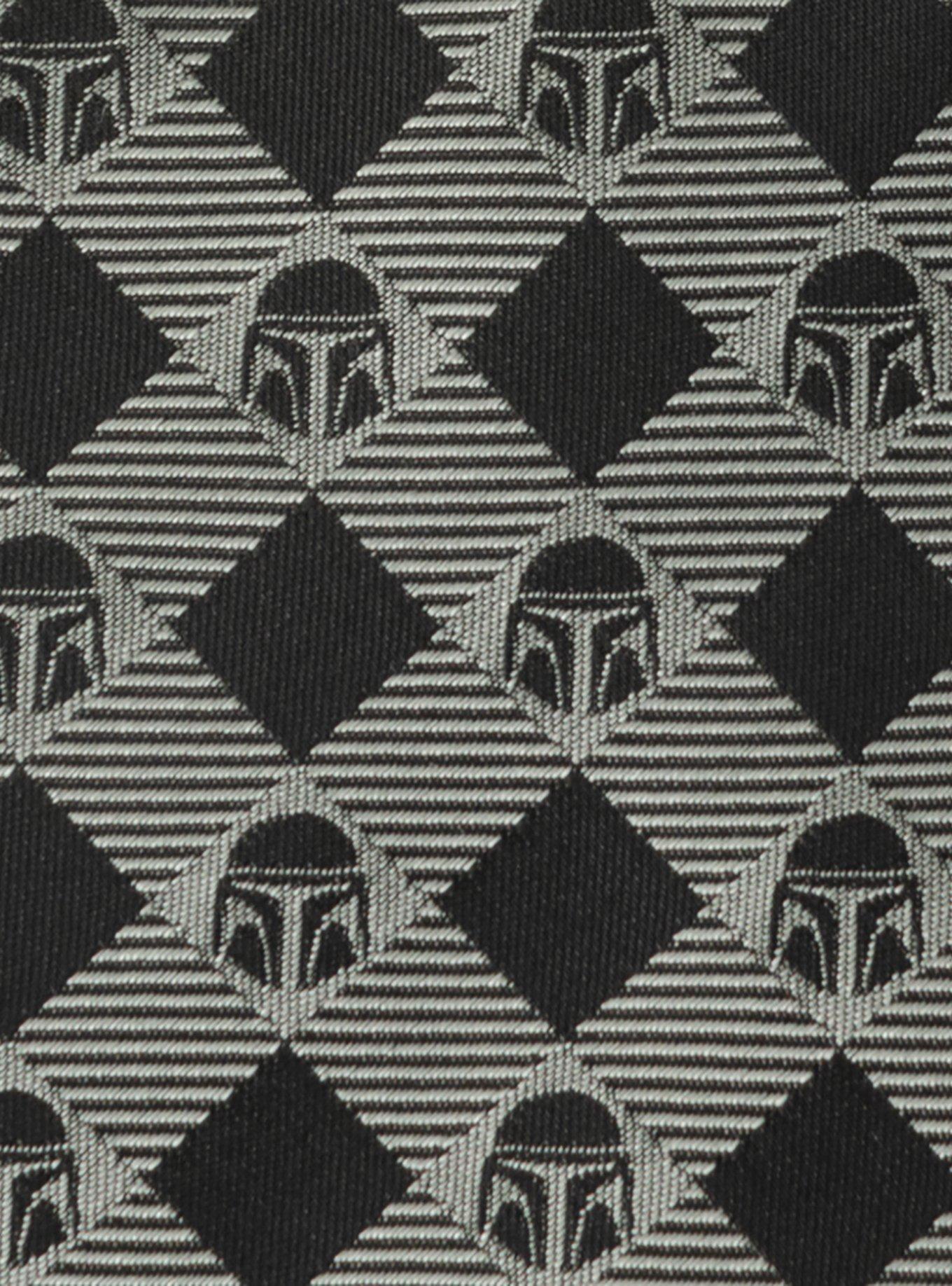 Star Wars The Mandalorian Plaid Black Gray Men's Tie, , alternate