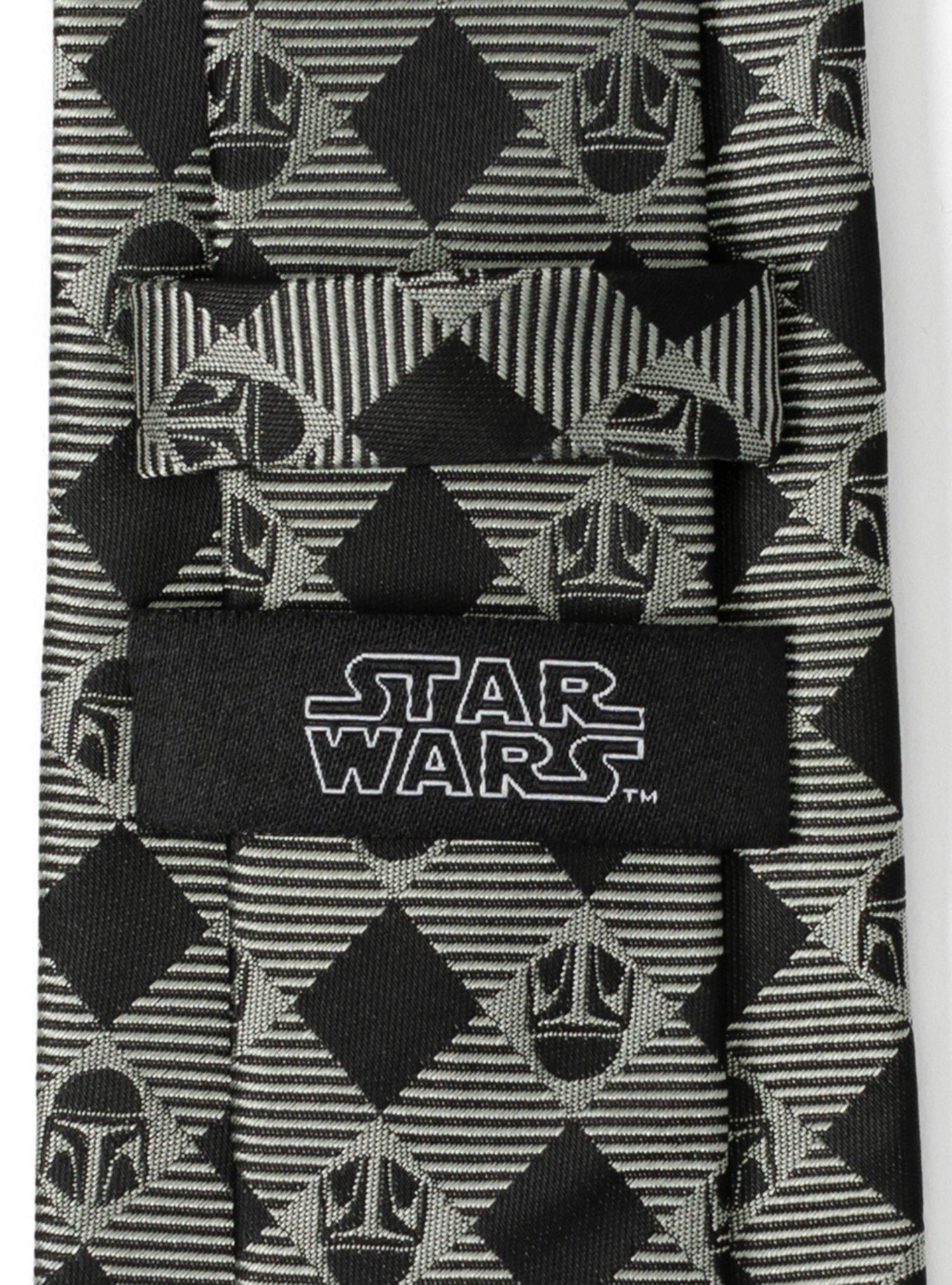 Star Wars The Mandalorian Plaid Black Gray Men's Tie, , alternate