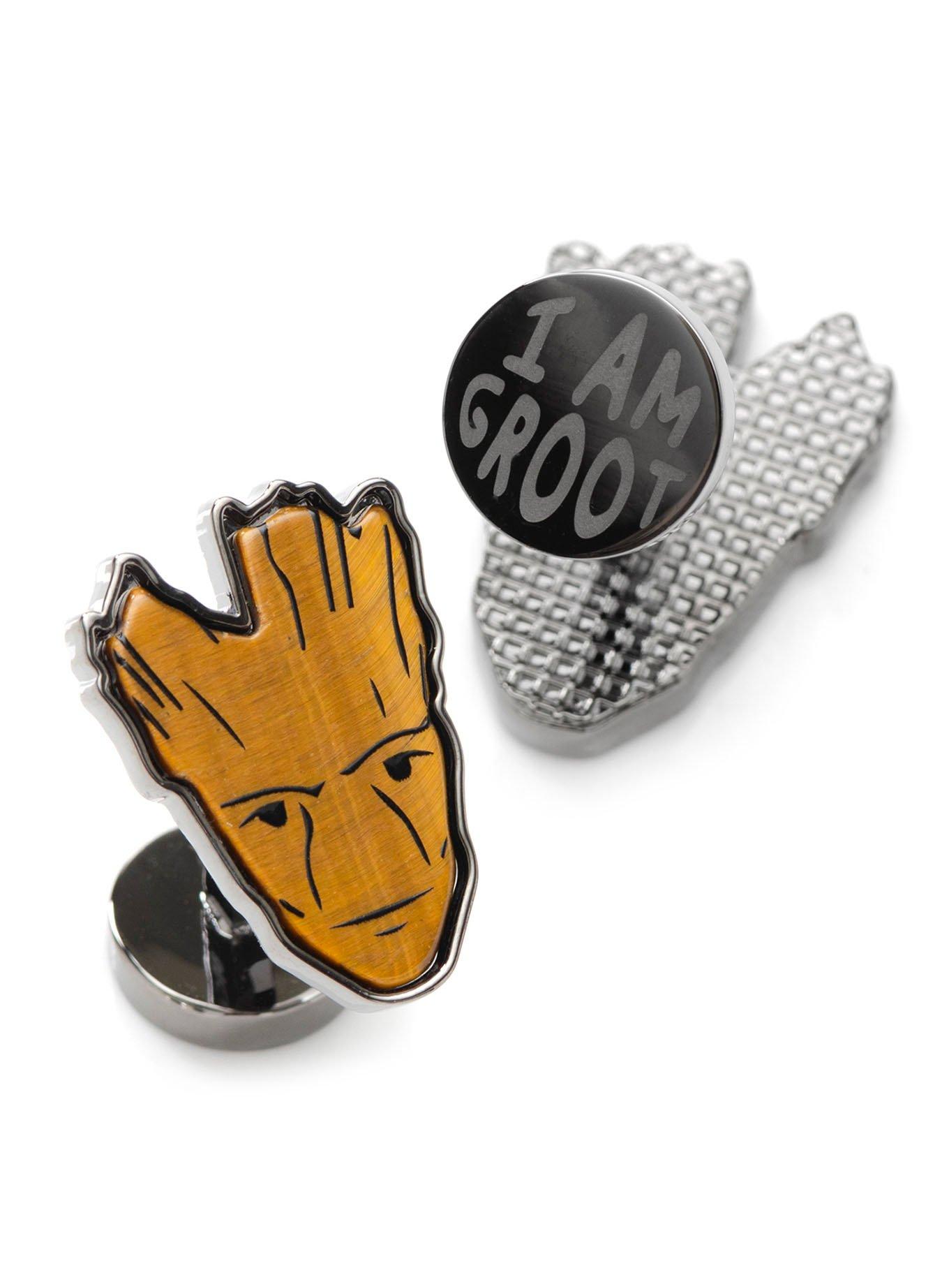 Marvel I Am Groot Tigers Eye Cufflinks, , alternate