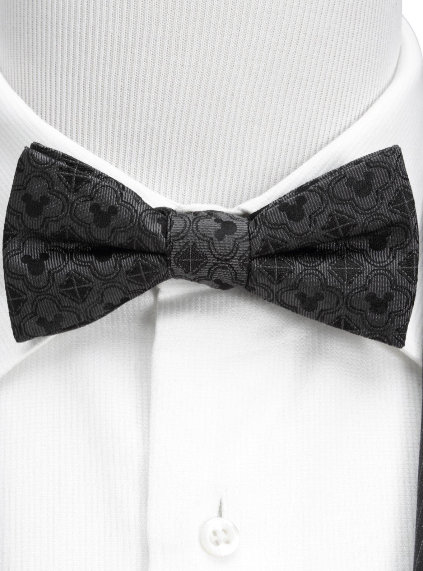 Disney Mickey Mouse Pattern Black Bow Tie, , alternate