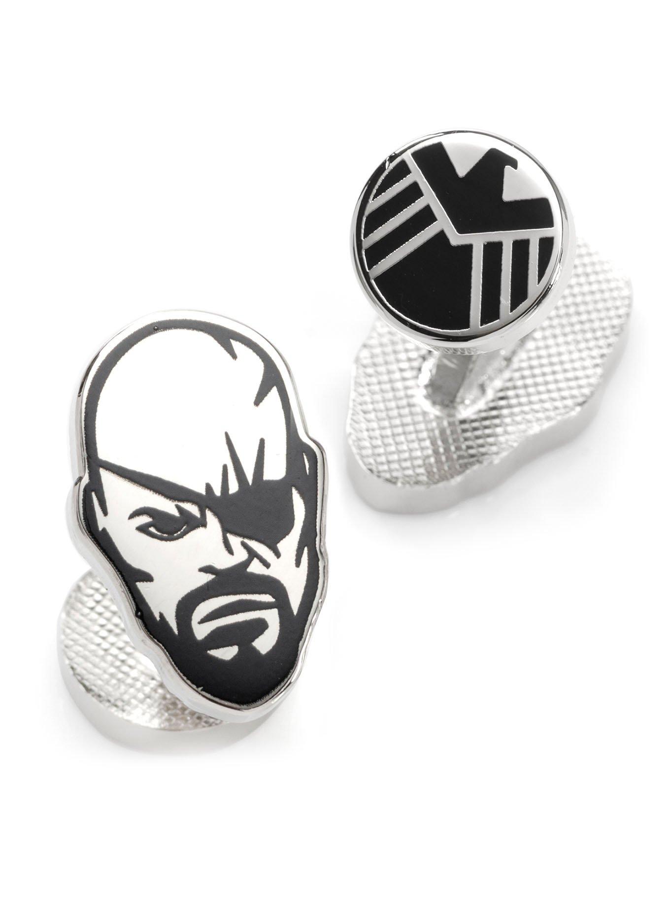 Marvel Avengers Nick Fury Silver Cufflinks, , hi-res