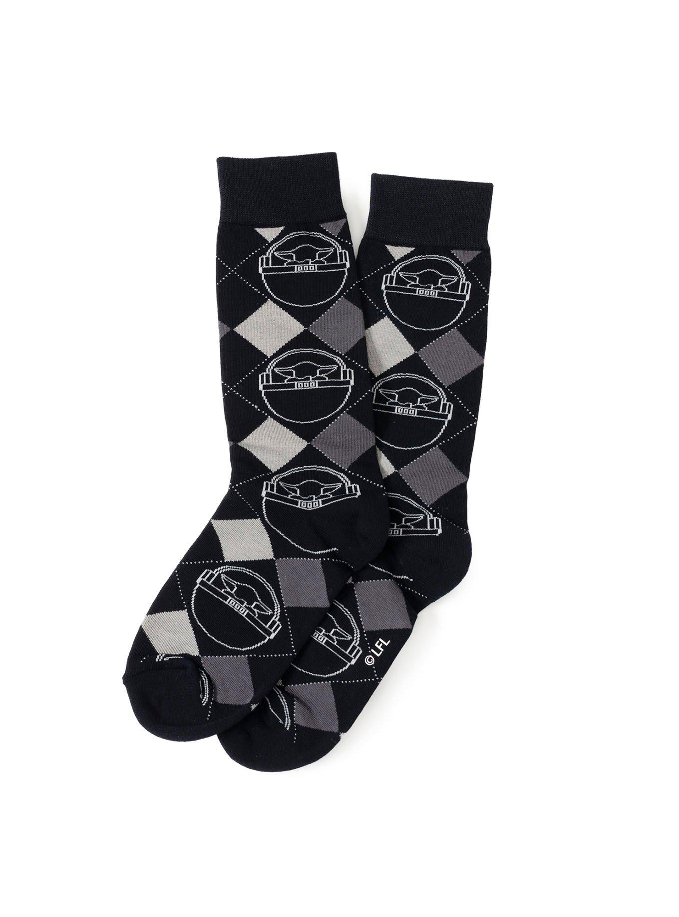 Star Wars The Mandalorian The Child Argyle Charcoal Men's Sock, , alternate