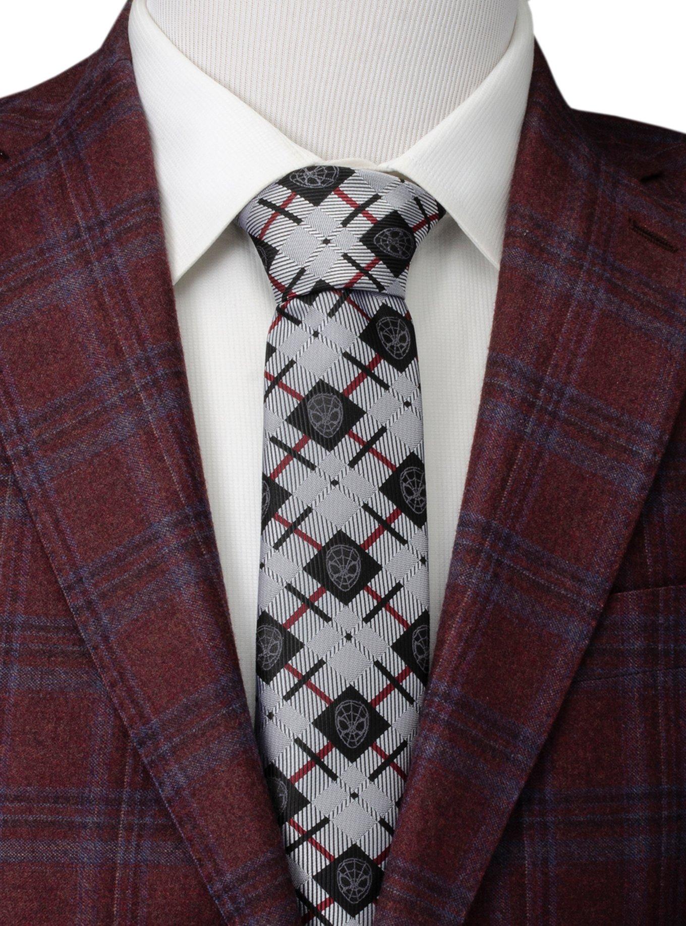 Marvel Spider-Man Plaid Black Men's Tie, , hi-res