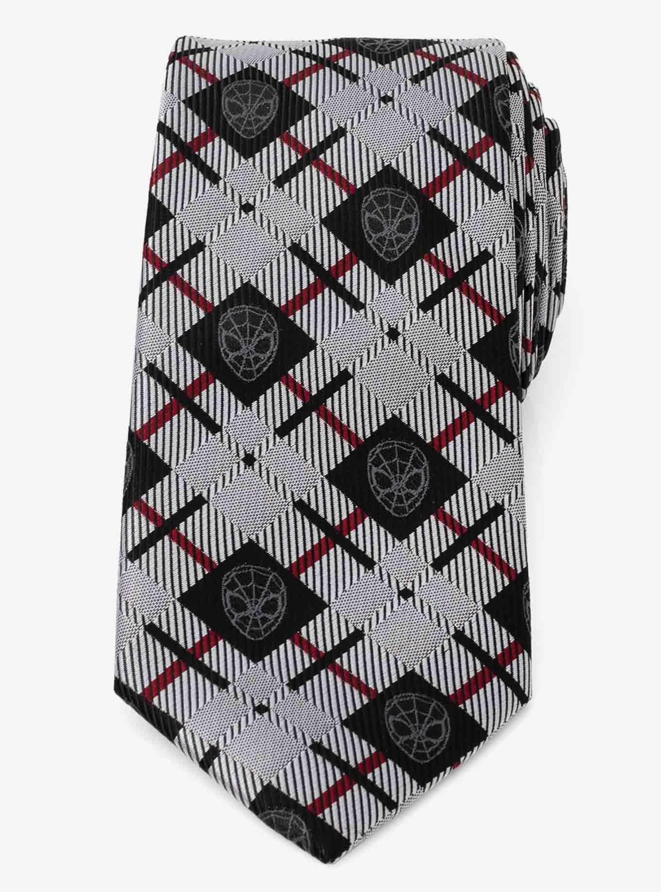 Marvel Spider-Man Plaid Black Men's Tie, , alternate