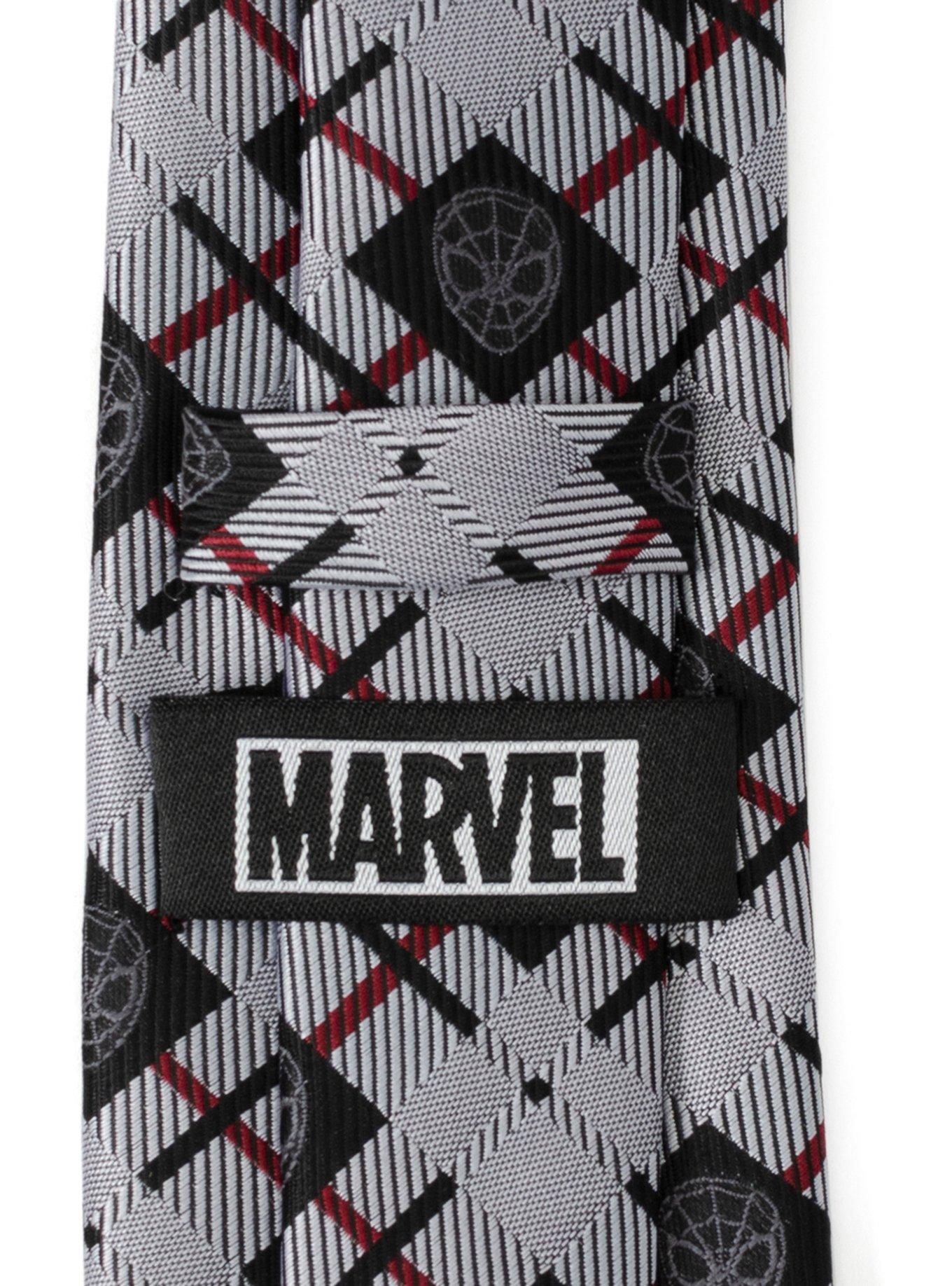 Marvel Spider-Man Plaid Black Men's Tie, , alternate