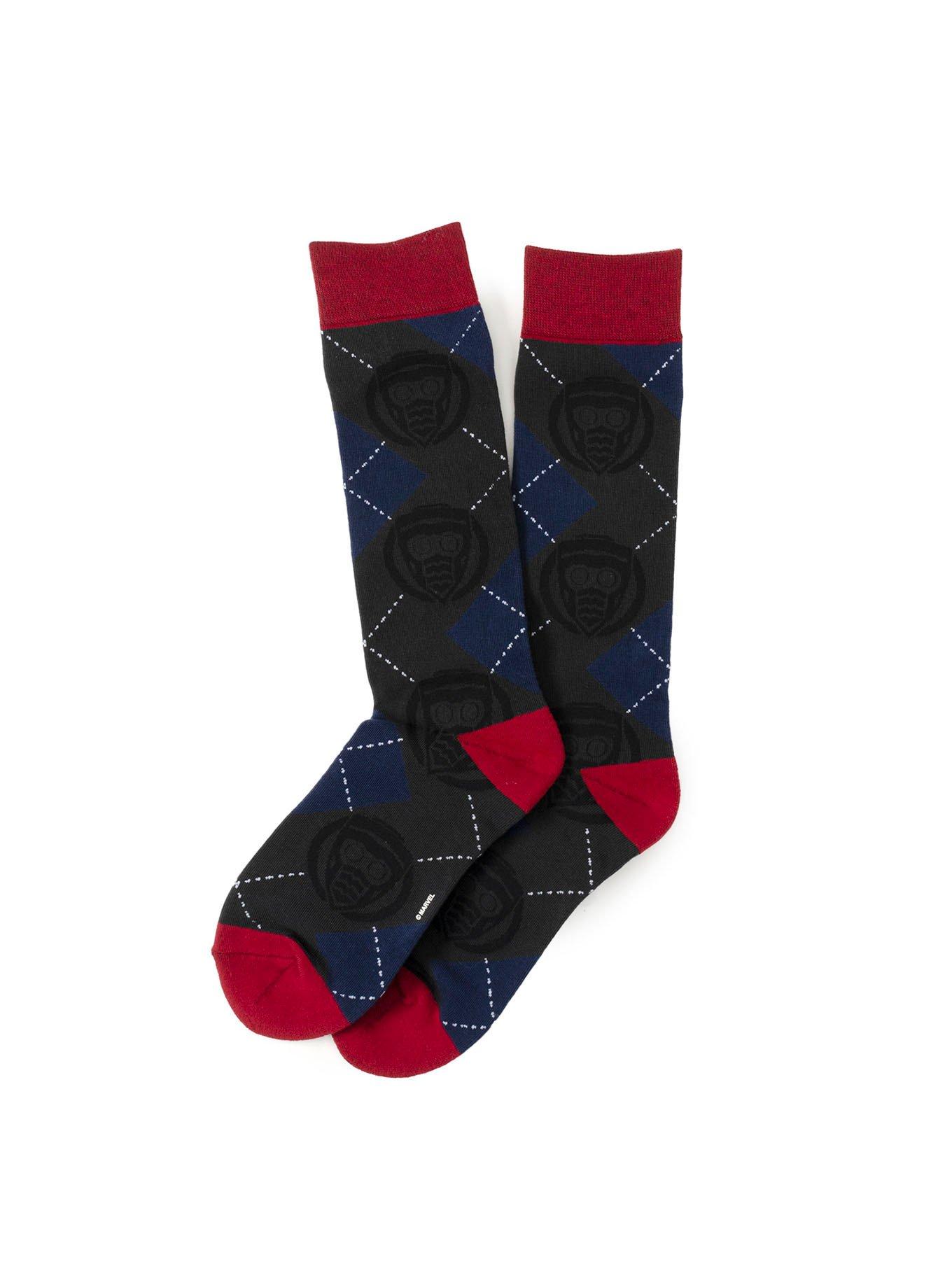 Marvel Guardians of the Galaxy Star-Lord Charcoal Argyle Men's Socks, , alternate