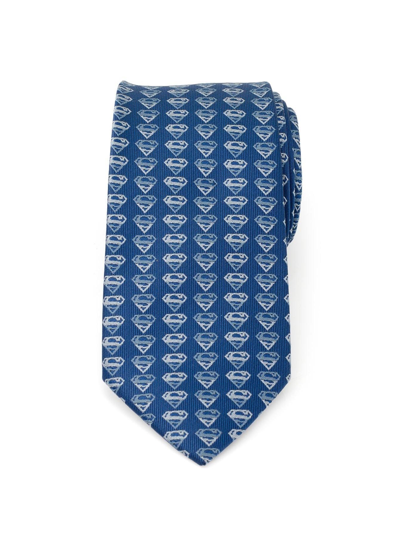 DC Comics Superman Shield Multi Blue Men's Tie, , alternate